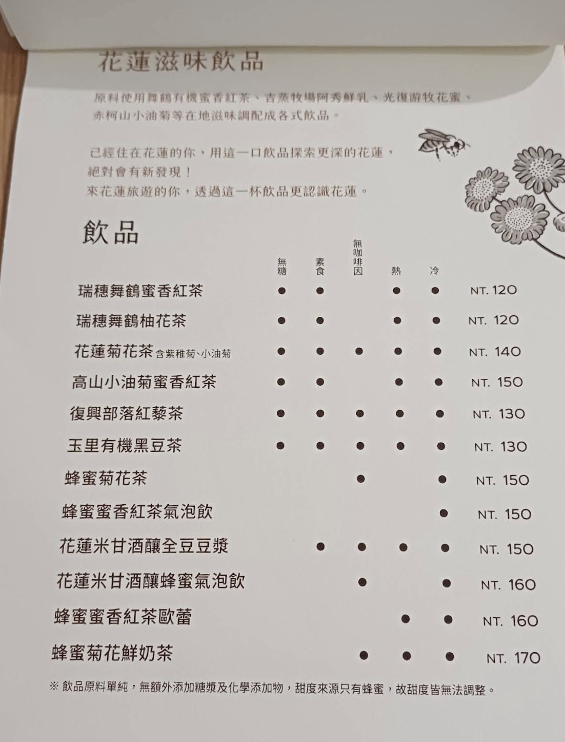 花蓮滋味飲品菜單
